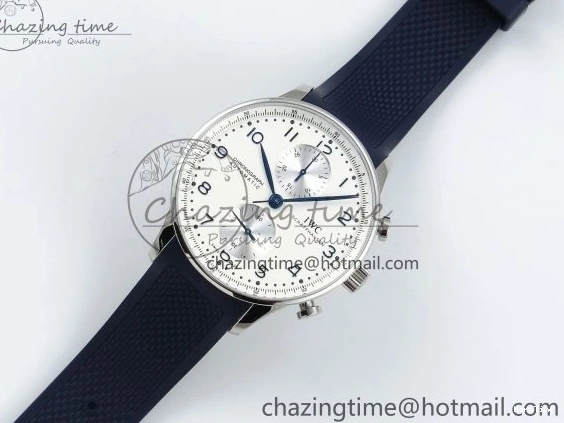 MIROTIME 0422 Casual Portuguese Chrono IW3716 Z+F 1:1 Best Edition White Dial on Blue Rubber Strap A 7016